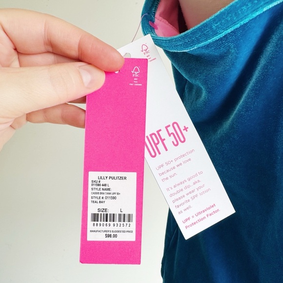 NWT LILLY PULITZER Blue Velvet Cassis Bra Tank Size Large - Picture 8 of 9